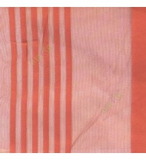 Orange color vertical pencil and bold stripes net finished vertical and horizontal checks line poly fabric sheer curtain